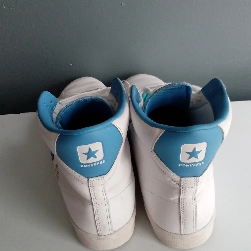 Converse Pro Leather Mid Top Sneakers White Blue Mens Athletic Shoes‎ - Picture 4 of 8